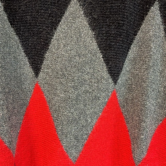 Vintage 1989 IB Diffusion sequin tunic sweater Large Black red turtleneck - Picture 4 of 7